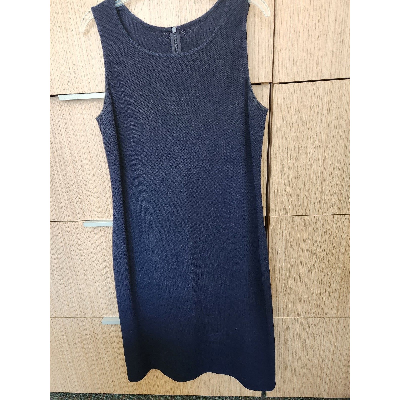 St. John Caviar Navy Blue Wool-Blend Sleeveless Dress Size 14